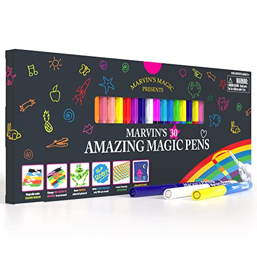 Marvin's Magic - NEW x 30 Amazing Magic Pens - Color Changing Magic Pen Art - Create 3D Lettering or Write Secret Messages - Includes 30 Magic Pens