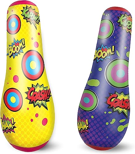 JOYIN Inflatable Bopper, 47 Inches Kids Punching Bag with Bounce-Back Action, Double-Sided Inflatable Punching Bag for Kids (1 Pack)