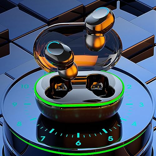 DELURA Bluetooth 5.3 Earbuds with Charging Case,Wireless Lightweight Headphones Built-in Mic,Smart Fingerprint & Paring,Long Battery Life,HiFi Immersive Premium Sound Headset for iOS & Android/75