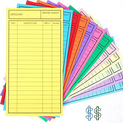 New!! 24 Pcs Cash Envelopes for Budgeting, Cardstock Budget Envelope System for Tracking Money Savings, 12 Assorted Colors, Vertical Layout