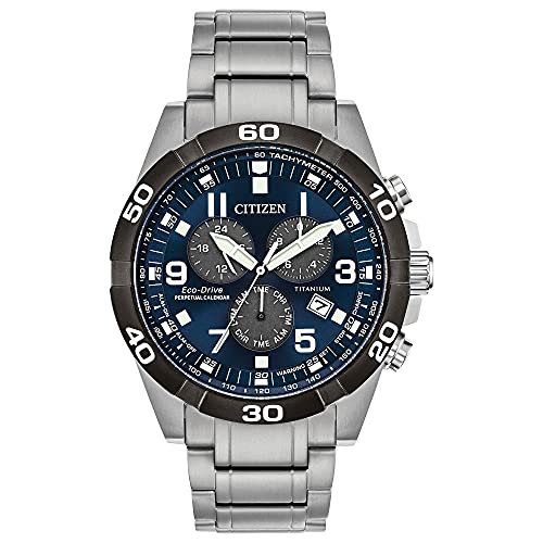Citizen Men's Eco-Drive Sport Casual Brycen Chronograph Watch, Super Titanium, Perpetual Calendar, Tachymeter 12/24 Hour Time, Alarm, Date