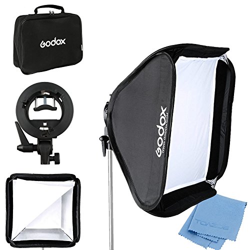 Godox 24'x 24' 60cmx60cm Foldable Universal Softbox with S Style Speedlite Bracket for Flash Bowens Elinchrom Mount Accessories Direction Adjustable
