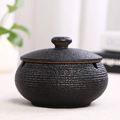 Ceramic Container Decor Jar Holder Home Jar Decor with Lid for Home Office Decoration Anti-Skid Ceramic Taichi Black