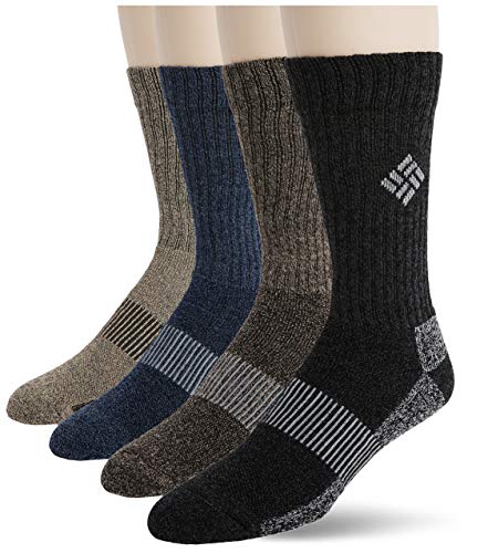 Columbia Men's 4 Pack Moisture Control Crew Socks | Black/Brown/Navy/Khaki | Mens 6-12
