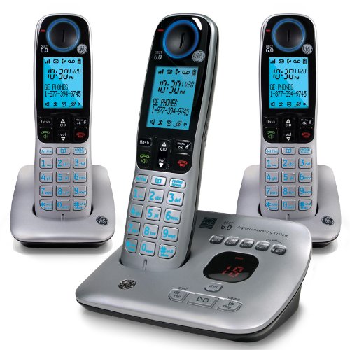 GE DECT 6.0 Caller ID 3 Handset Speakerphone with Call Waiting, Digital Answering System, and Large LCD Display (30522EE3)