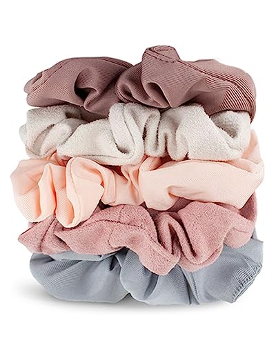 Kitsch Matte Hair Scrunchies for Women's Hair - Hair Scrunchies for Thick Hair | Hair Scrunchies for Girls | Holiday Gift | Soft Hair Ties for Women | Cute Scrunchies for Thin Hair, 5pc (Blush/Mauve)