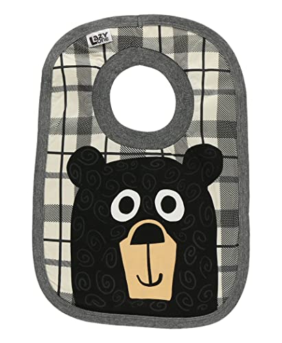 LazyOne Animal-Print Baby Bibs, Cute Baby Shower Gifts, One Size, Plaid (Bear Hug Grey, ONE SIZE)
