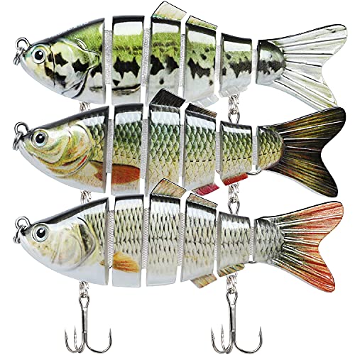 TRUSCEND Fishing Lures for Bass Trout Swimbaits for Bass Fishing Segmented Multi Jointed Swim Baits Slow Sinking Swimming Lures for Freshwater Saltwater Fishing Gear Lure Kit Fishing Gifts Plugs