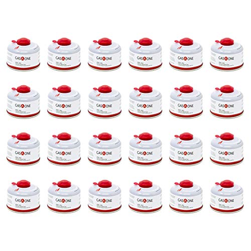 Gas One Isobutane Fuel Canister Camping Fuel Premium Blend 100g 3.53oz for Camp Stove and Isobutane Appliances (24 pc)