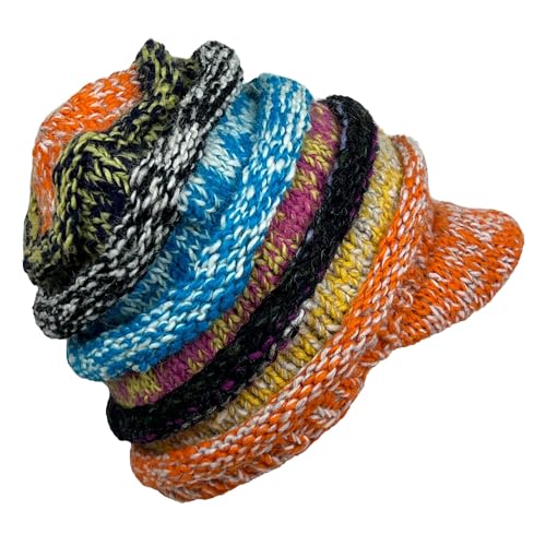 Agan Traders 1417 H Unisex Wool Fleece Knit Berate Chaki Peak Cap Hat (OR/WH)