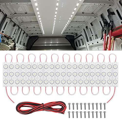 Nilight 60Leds Van Interior Light Kits 12V White Led Ceiling Lighting Kits for Truck Van RV Boats Caravans Trailers Lorries Transit (20 Modules, White), 2 Years Warranty