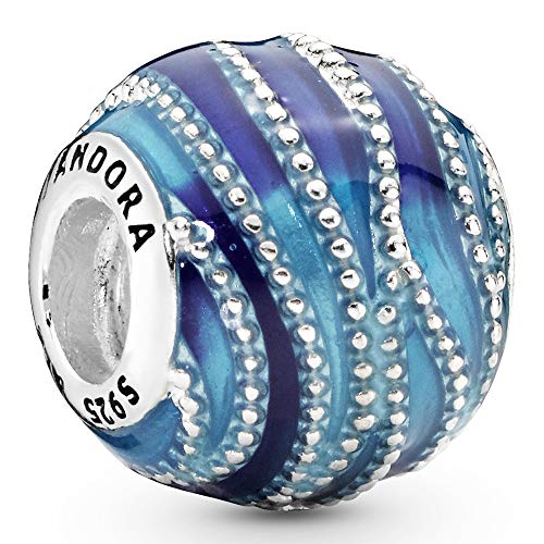 Pandora Jewelry Blue Wave Charm - Original Charm Charm Bracelets - Perfect Charm for Mom, Daughter, Sister & More - Sterling Silver and Enamel, No Box