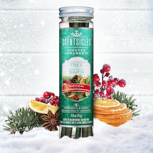 Scentsicles O Christmas Tree Scented Ornaments with Hooks - 1 Bottle (6 Sticks Total)