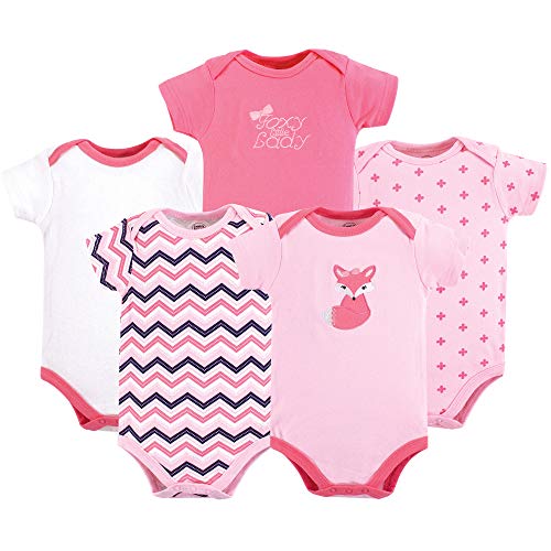 Luvable Friends Unisex Baby Cotton Bodysuits, Foxy, 3-6 Months