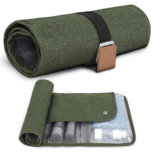 Toiletry Bag for Men, Travel Essentials Travel Toiletry Bag, Water-Resistant Compact Bathroom Roll Organizer for Hygiene, Shaving kit, Valentines Day Gifts for Him (5.Army Green(Polyster))