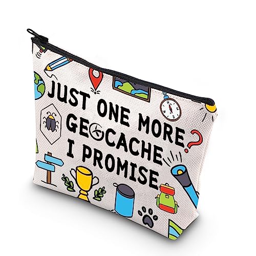 BDPWSS Funny Geocaching Gift For Geocacher Gift Just one more geocache I promise Makeup Bag Outdoor Lover Travel Pouch (more geocache)