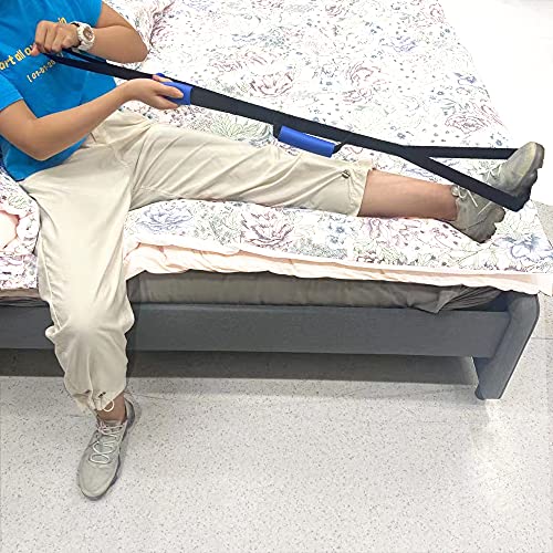 Homymusy Aluminum Leg Lifter Strap, 40 inches with Durable SS304 Foot Loop-Mobility Aid for Disables and Elderly,Durable Tool for Hip&Knee Surgery Recovery, Black