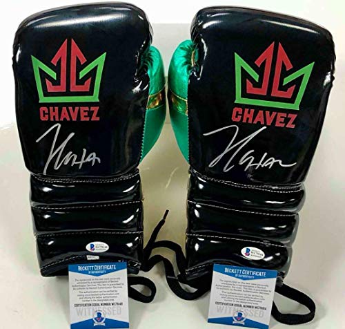 Julio Cesar Chavez autograph signed Boxing Gloves pair ~ Beckett Witness BAS COA - Autographed Boxing Gloves