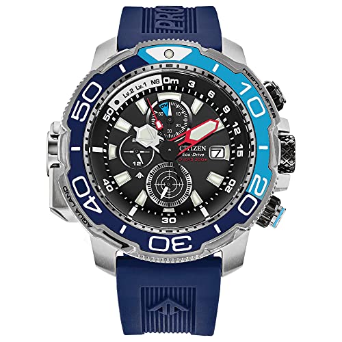Citizen Men's Eco-Drive Promaster Aqualand Chronograph Watch, Blue Polyurethane Strap, 12/24 Hour Time, Date, 200M Water Resistant