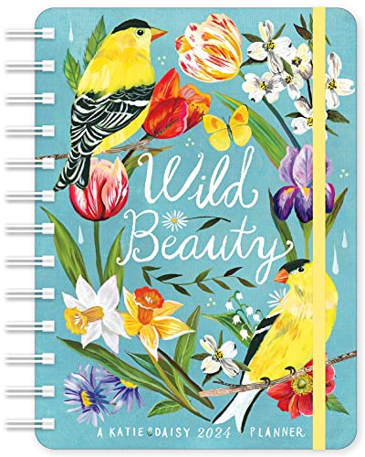 Katie Daisy 2024 Weekly Planner: Wild Beauty | Travel-Size 12-Month Calendar | Compact 5' x 7' | Flexible Cover, Wire-O Binding, Elastic Closure, Inner Pockets