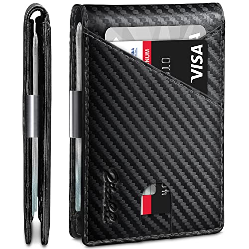 Zitahli Wallet for Men - with Money Clip Slim Leather Slots Credit Card Holder RFID Blocking Bifold Minimalist Wallets with Gift Box