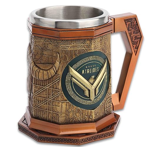 United Cutlery Dune House Atreides Sculpted Mug | Officially Licensed Dune Memorabilia | Hawk Emblem & Sandworm Design on Each Side | 6' Mug with Removable Steel Liner | Holds 20oz of Liquid