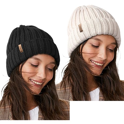 FURTALK Winter Hats for Women Fleece Lined Beanie Knit Womens Snow Cap