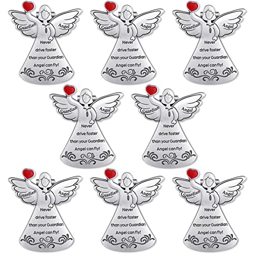 Tallew Guardian Angel Sun Visor Clip Never Drive Faster Fun Car Accessories Stuff for Teens Christian Religious Gift Teens, Family, Friend, Driver (8 Pieces)