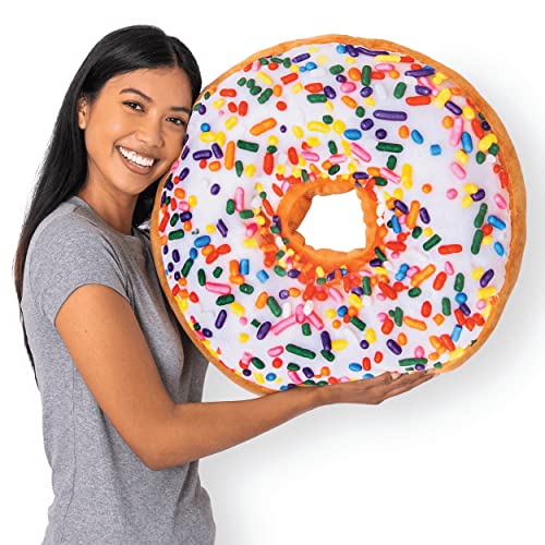 Much Comfort 22' 3D Sprinkle Donut Throw Pillow - Made with Super Soft & Ultra Premium Fabric - Cute, Comfortable, Plush Stuffed Doughnut Cake Cushion for Home Decor - Best Funny or Teen Gift - Medium
