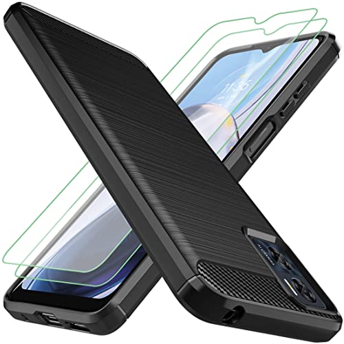 Osophter for Moto E13 Case,Motorola E13 Case with 2pcs Screen Protector Shock-Absorption Flexible TPU Rubber Protective Cell Phone Cover for Motorola Moto E13(Black)