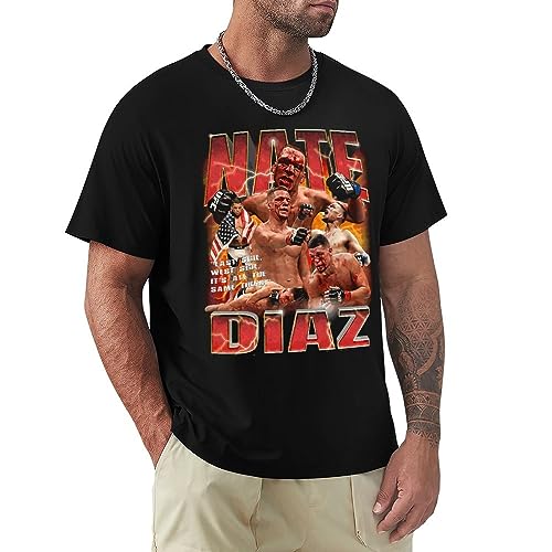 Nate Boxer Diaz T Shirt Men's Short Sleeve Shirts Casual Cotton Round Neck Shirt for Mans Graphic Vintage 80s 90s Clothing Shirts Tops