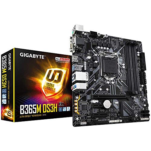 GIGABYTE B365M DS3H (LGA1151/Intel/Micro ATX/USB 3.1 Gen 1 (USB3.0) Type A/DDR4/Motherboard), 10.43 x 10.43 x 2.12 inches