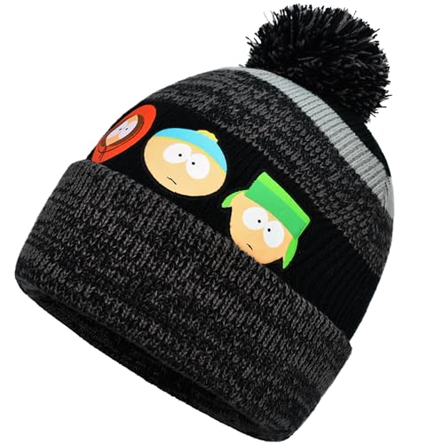South Park Knitted Acrylic Winter Beanie Hat with Cuff and Pom, Multi, One Size