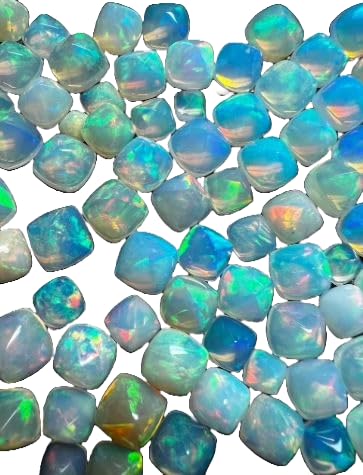 7MM Ethiopian Opal,5Pcs Cabochon AAA Quality Ethiopian Opal,5Pcs SQUARE Cabochon Ethiopian Opal Cabochon Natural welo opal multi fire opal loose Gemstone For Jewelry Making