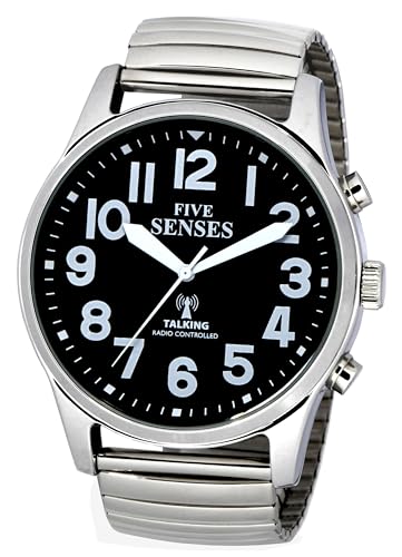 Five Senses English Atomic Jumbo Size (43mm /1.75in) Metal Talking Watch with Loud Alarm Clock for Visually impaired, Elderly Person 1523