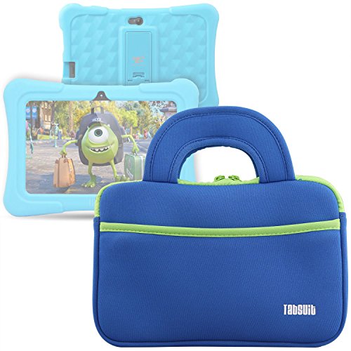 TabSuit 7' Tablet Sleeve Bag Compatible for Dragon Touch Y88X Pro/Y88X/M7 Kids Tablet, MatrixPad S7, Z1 Kids Tablet, iPad Mini 4 3 2 1, Galaxy Tab A 8.0 with Accessory Pocket - Blue
