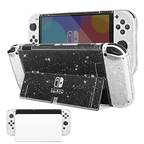 TIKOdirect Dockable Case Compatible with Nintendo Switch OLED 2021, Glitter Protective Case Newest Updated Version for Nintendo Switch OLED and Joy-Con Controller,Crystal Glitter