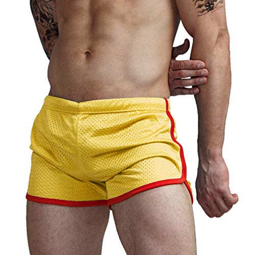 AIMPACT Mens Sexy Short Shorts 70s 80s Retro Athletic Running Workout Gym Booty Shorts Halloween (AC11Yellow S)