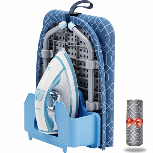 APEXCHASER Ironing Board Small with Iron Holder, Tabletop Small Ironing Board with 2 Heat Resistant Ironing Covers, Portable Tabletop Ironing Board with Non-Slip Feet for Home Travel Use