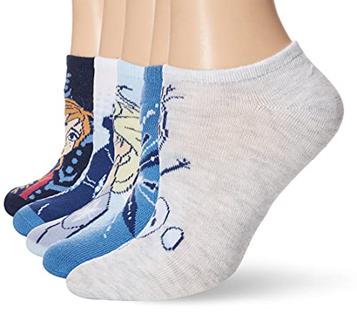 Disney womens Frozen 5 Pack No Show Casual Sock, Blue-frozen 2, 9 11 US