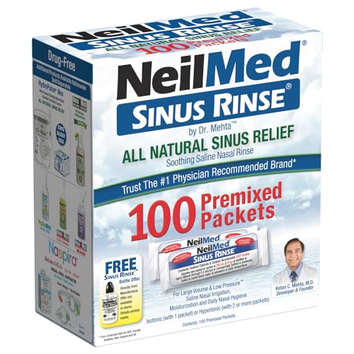 NeilMed Sinus Rinse All Natural Relief Premixed Refill Packets 100 Count (Pack of 1)