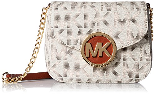 Michael Kors Fulton Vanilla PVC MK Signature Small Crossbody Bag 32T4GFTC1B NEW