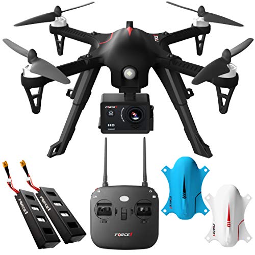 Force1 F100GP Drone with Camera for Adults or Teens- GoPro Compatible RC Drone with 1080p HD Video Camera Long Range Brushless Quadcopter with Remote Control, 2 Drone Batteries, 3 Drone Shells