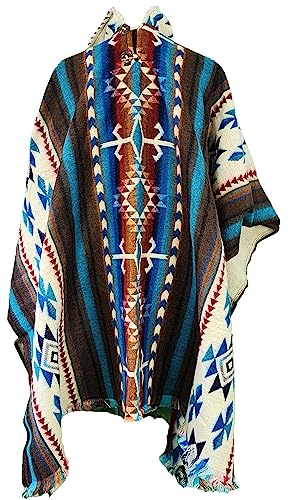 Alpaca World Alpaca ponchos for men and women handmade with the best baby alpaca wool material by Ecuadorian artisans | Wrap yourselft in Alpaca Confort (Blue, Brown, Beige)