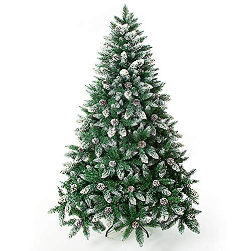 Artificial Christmas Tree 5/6/7/7.5 Foot Flocked Snow Trees with Pine Cone Decoration Unlit (7.5 Foot)