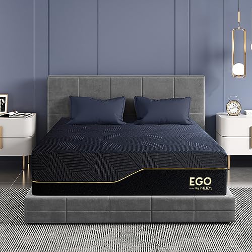 EGOHOME 14 Inch California King Memory Foam Mattress for Back Pain, Cooling Gel Mattress Bed in a Box, Made in USA, CertiPUR-US Certified, Therapeutic Medium Mattress, 72”x84”x14”, Black