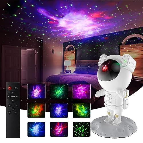 Kids Star Galaxy Night Light Projector with Timer, Christmas Astronaut Space Buddy Projector for Bedroom,Ceiling, Decor Planetarium Ambiance Gift, 360° Adjustable Starry Sky