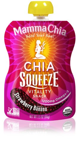 Mamma Chia Squeeze Vitality Snack, Strawberry Banana, 3.5 Ounce (Pack of 8)