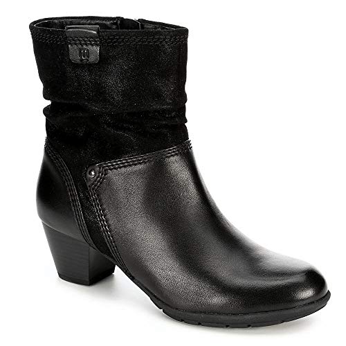 Medicus Womens Jil Heeled Zip Up Slouch Ankle Boot Shoes, Black, US 7.5