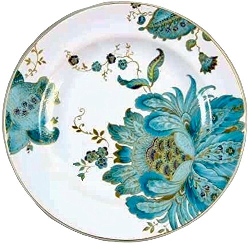 222 Fifth Eliza Teal Fine China Salad Plates, Set of 4, Circle